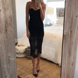 Black Lace Bustier Midi Dress